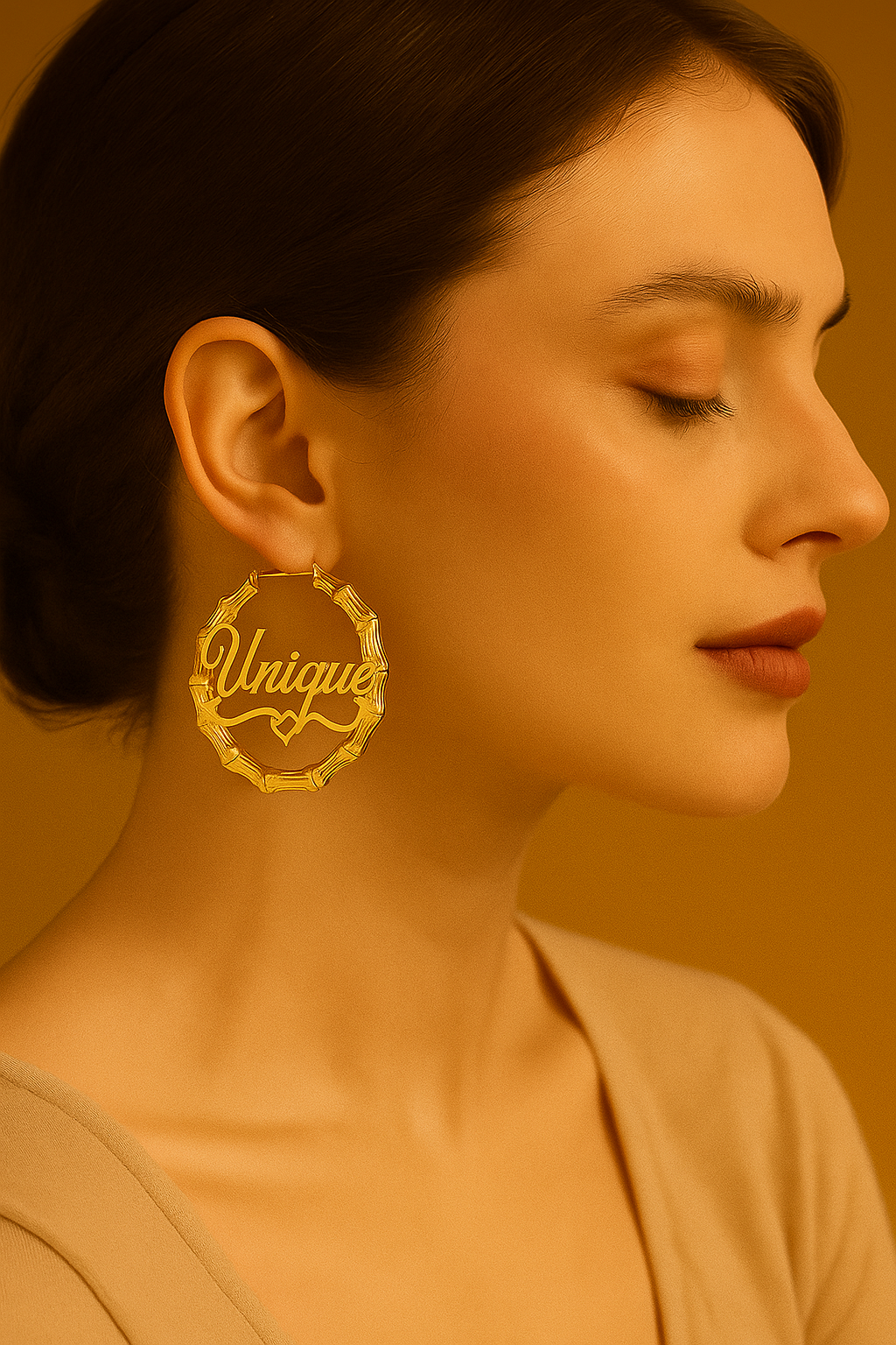 Bamboo Loop Name Earings