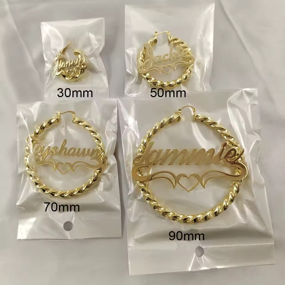 Twirl Hoop Name Earings