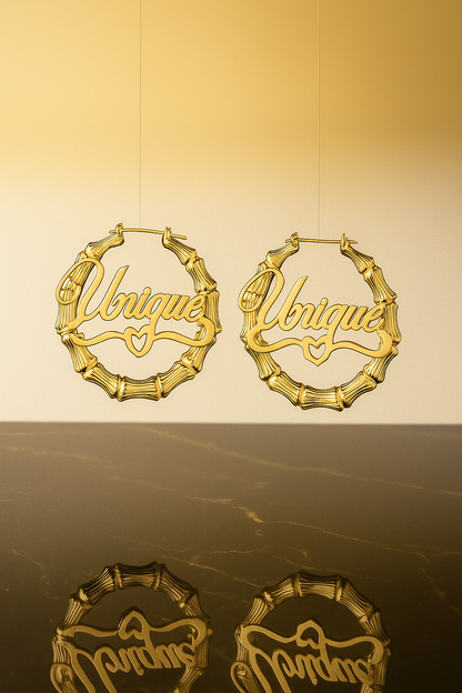Bamboo Loop Name Earings
